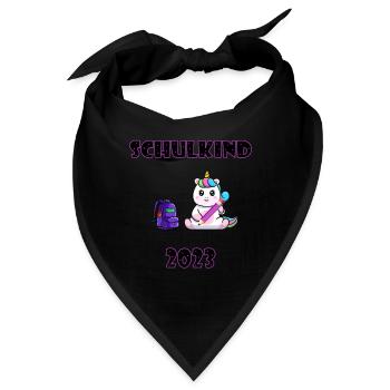 Schulkind 2023 - Einhorn Mädchen - Erster Schultag - Bandana - Schwarz - Vorne