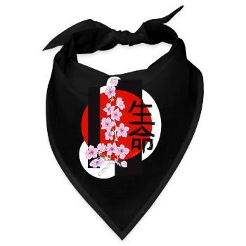 Kirschblüten - Bandana - Schwarz - Vorne