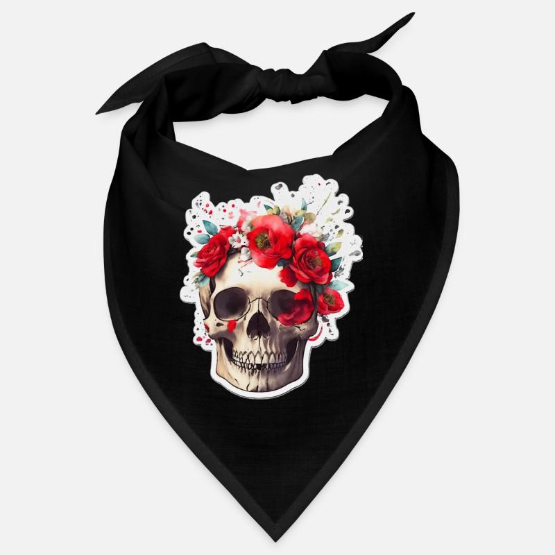 Crâne à fleurs rouges Bandana