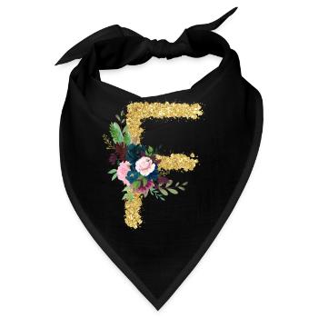 Buchstabe f gold floral - Bandana - Schwarz - Vorne