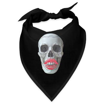 Totenkopf mit roten Lippen - Bandana - Schwarz - Vorne