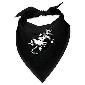 Fauler fetter Kater | Kater wacht auf | Miau - Bandana - Schwarz - Vorne
