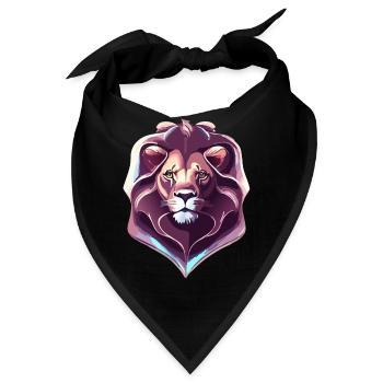Chrom Königlicher Löwe - Bandana - Schwarz - Vorne