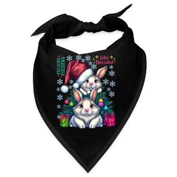 Festliche Osterhasen mit Weihnachtsmütze - Bandana - Schwarz - Vorne