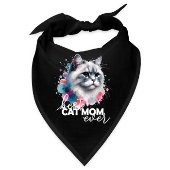 Beste Katzenmama Katzenspruch - Bandana - Schwarz - Vorne