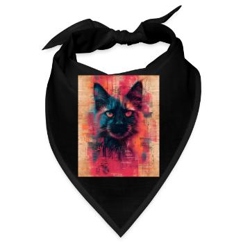 Feline Gaze: Intensive Vintage-Katzen-Collage - Bandana - Schwarz - Vorne