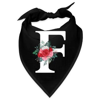 Roter Blumenbuchstabe F - Bandana - Schwarz - Vorne