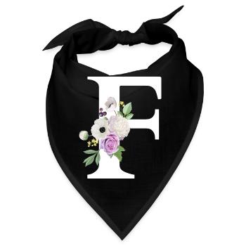 Lila Blumenbuchstabe F - Bandana - Schwarz - Vorne