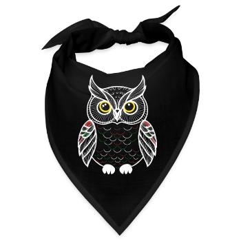 bunte Eule - Bandana - Schwarz - Vorne