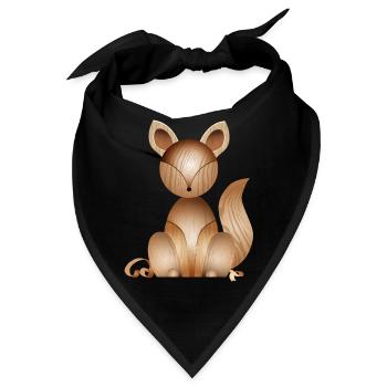 Illustration in Holzoptik – Niedlicher Fuchs - Bandana - Schwarz - Vorne
