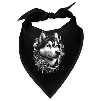 Husky mit blauen Augen im Streetstyle - Bandana - Schwarz - Vorne