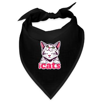 „ Katze – Mystisches Katzen-Design “ - Bandana - Schwarz - Vorne