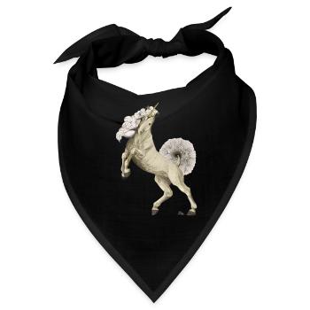 Einhorn mit Schweif und Mähne aus Pusteblume - Bandana - Schwarz - Vorne