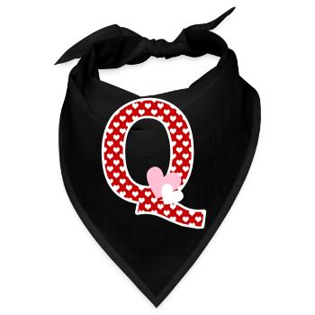 Buchstabe q Herz - Bandana - Schwarz - Vorne