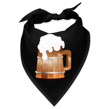 Rustikaler Bierkrug in Holzoptik mit Schaum - Bandana - Schwarz - Vorne