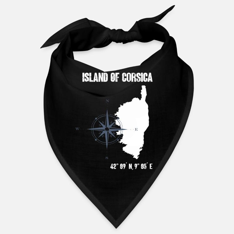 Contour de la Corse avec compas de coordonnées Bandana
