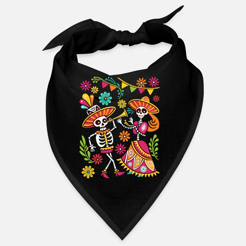 Mexican Skull Sugar Skull Dia de Muertos Bandana
