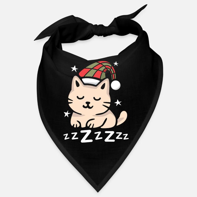 Chat de Noël endormi avec un chapeau Bandana