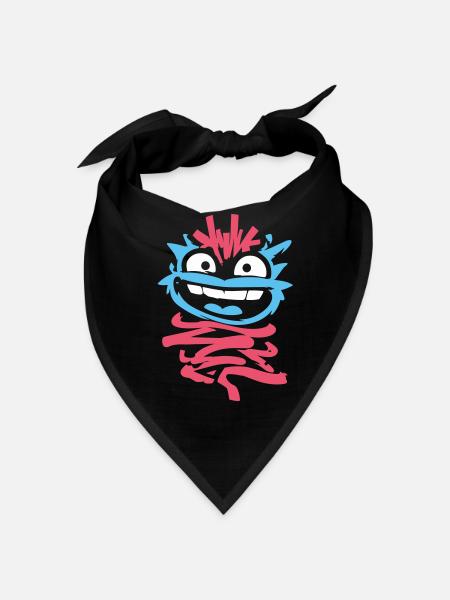 Kleine Monster: Punk-Affe mit Zwinkern - Bandana - Schwarz - Vorne
