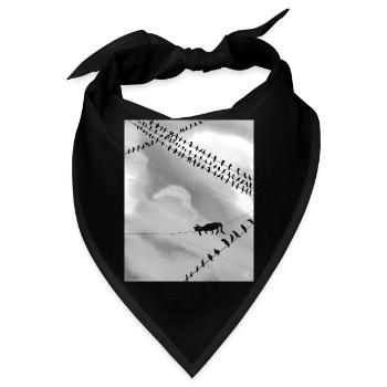 Monochrome Katze auf Stromleitungen - Bandana - Schwarz - Vorne