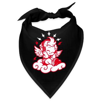 Musik Engel – Cherub mit Kopfhörern - Bandana - Schwarz - Vorne