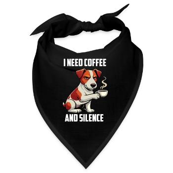I Need Coffee and Silence Jack Russel terrier  - Bandana - Schwarz - Vorne