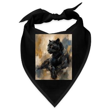 Sitzende Panther - Bandana - Schwarz - Vorne