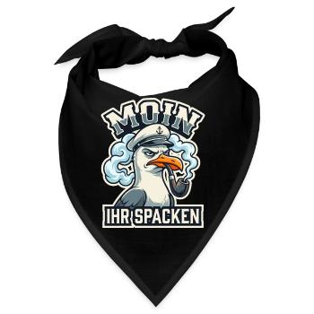 Moin Ihr Spacken - Lustige Möwe Kapitän - Bandana - Schwarz - Vorne