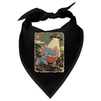 Vintage Japanese Axolotl Buchliebhaber UFO Alien - Bandana - Schwarz - Vorne