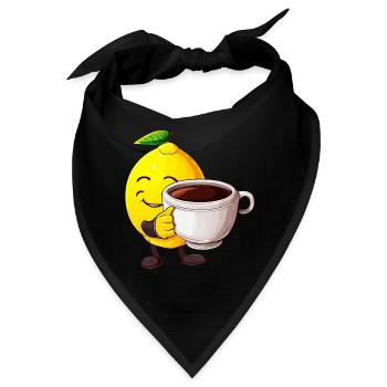 Zitrus-Kaffeezeit: Kawaii Zitrone genießt den - Bandana - Schwarz - Vorne