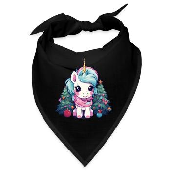 Weihnachtseinhorn: Zauber am Christbaum - Bandana - Schwarz - Vorne
