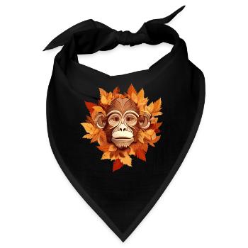 Herbstliches Schimpansen-Design: Buntes Laub und - Bandana - Schwarz - Vorne