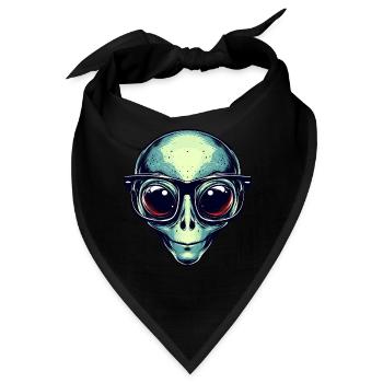 Nerdiges Alien mit Brille - Bandana - Schwarz - Vorne