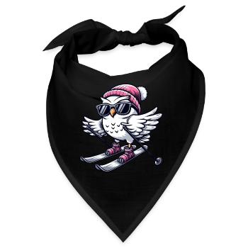 Schneeeule Skifahrer, Winterurlaub Charme - Bandana - Schwarz - Vorne