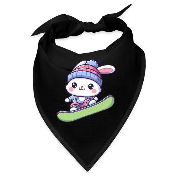 Schneehase Snowboarder Winterabenteuer Design - Bandana - Schwarz - Vorne