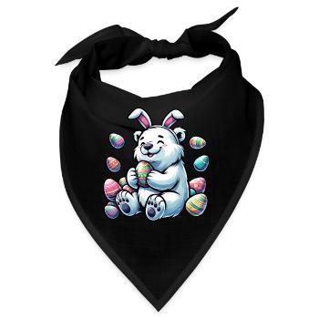 Cartoon Eisbär Osterei Motiv - Bandana - Schwarz - Vorne