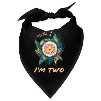 Kinder Geburtstagsshirt 2 Jahre Löwe Dschungel - Bandana - Schwarz - Vorne