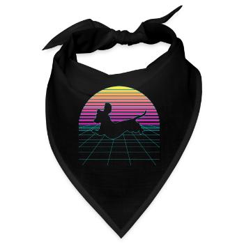 Vaporwave Dackel Hund Dachshund 80er 90er - Bandana - Schwarz - Vorne