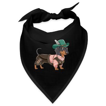 Bayerischer Dackel rot weißes Hemd Tracht Bayern - Bandana - Schwarz - Vorne