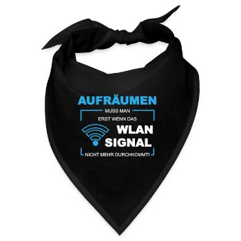 Wlan wifi Signal Aufräumen putzen - Bandana - Schwarz - Vorne
