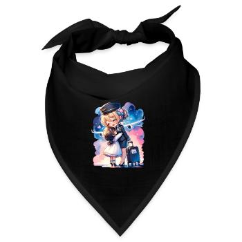 Flugbegleiterin Mutter mit ihrer Tochter - Bandana - Schwarz - Vorne
