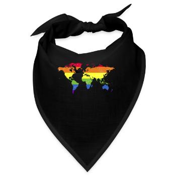 Regenbogen Weltkarte Flagge - Toleranz - Bunte - Bandana - Schwarz - Vorne