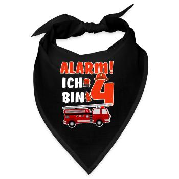 Alarm Ich bin 4 - 4. Geburtstag - Feuerwehr - - Bandana - Schwarz - Vorne