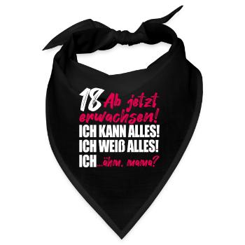 18. Geburtstag Mädchen Geschenk 18 Geburtstag Frau - Bandana - Schwarz - Vorne