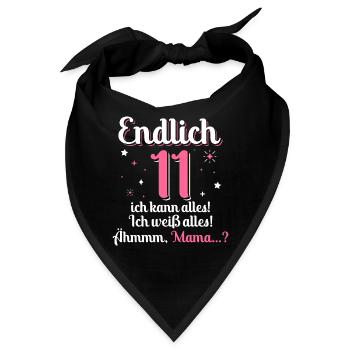 11. Geburtstag Mädchen 11 Jahre - Bandana - Schwarz - Vorne