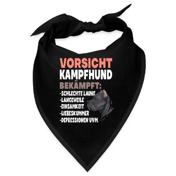 Vorsicht Kampfhund Lustiger Hundespruch - Bandana - Schwarz - Vorne