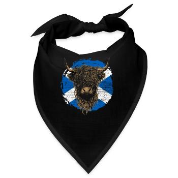schottischer Hochländer Hochland Rind Highland Kuh - Bandana - Schwarz - Vorne