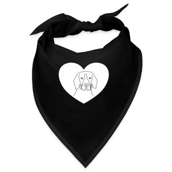 Hund Hundekopf Herz - Bandana - Schwarz - Vorne