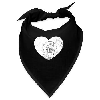 Hund Hundekopf Retro - Bandana - Schwarz - Vorne
