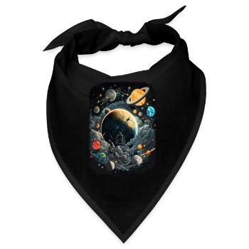 Space Weltraum Astronaut für Erwachsene - Bandana - Schwarz - Vorne